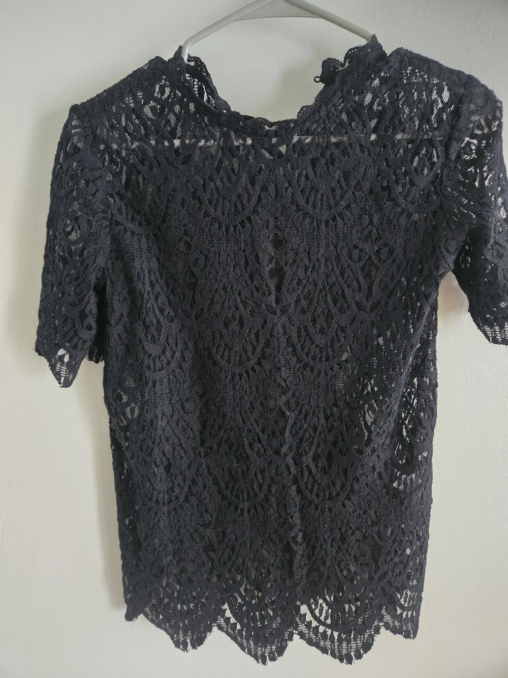 Zara Black Lace Short Sleeve Crochet Top